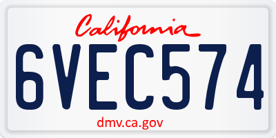 CA license plate 6VEC574