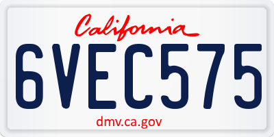 CA license plate 6VEC575