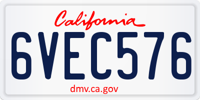 CA license plate 6VEC576
