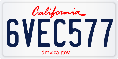CA license plate 6VEC577