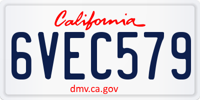 CA license plate 6VEC579