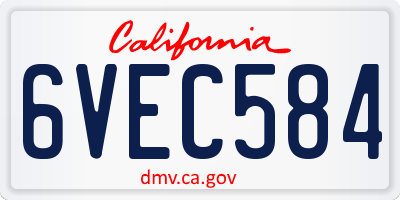 CA license plate 6VEC584