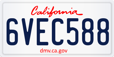 CA license plate 6VEC588