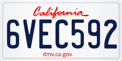 CA license plate 6VEC592