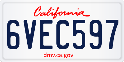 CA license plate 6VEC597