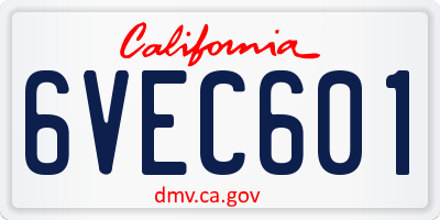 CA license plate 6VEC601
