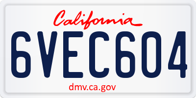 CA license plate 6VEC604