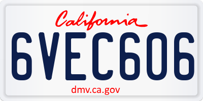CA license plate 6VEC606