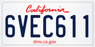 CA license plate 6VEC611