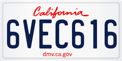 CA license plate 6VEC616