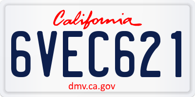 CA license plate 6VEC621