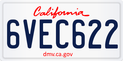 CA license plate 6VEC622