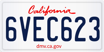 CA license plate 6VEC623