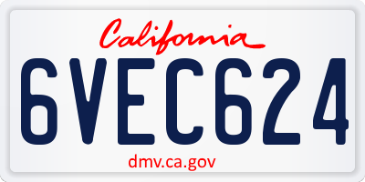 CA license plate 6VEC624