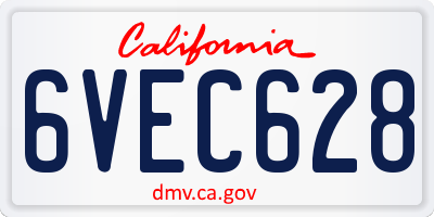 CA license plate 6VEC628