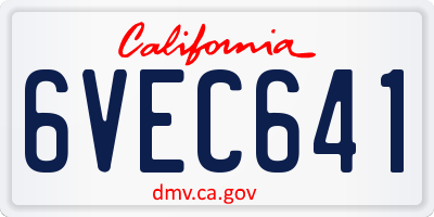 CA license plate 6VEC641