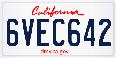CA license plate 6VEC642