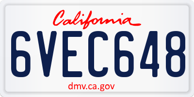 CA license plate 6VEC648