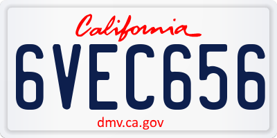 CA license plate 6VEC656