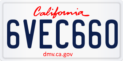 CA license plate 6VEC660
