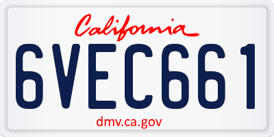 CA license plate 6VEC661
