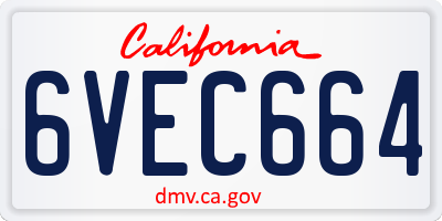 CA license plate 6VEC664