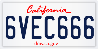 CA license plate 6VEC666