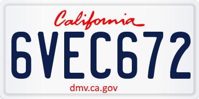 CA license plate 6VEC672