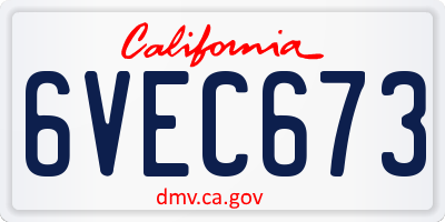 CA license plate 6VEC673