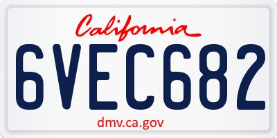 CA license plate 6VEC682