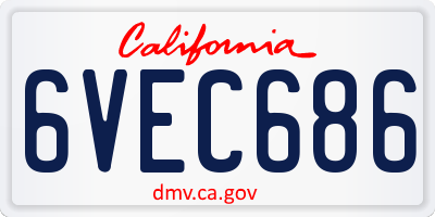 CA license plate 6VEC686