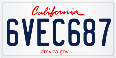 CA license plate 6VEC687