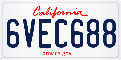 CA license plate 6VEC688