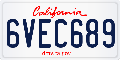 CA license plate 6VEC689