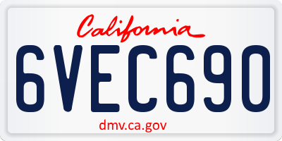 CA license plate 6VEC690
