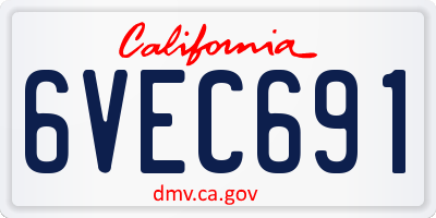 CA license plate 6VEC691