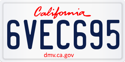 CA license plate 6VEC695