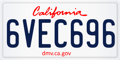 CA license plate 6VEC696