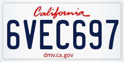 CA license plate 6VEC697