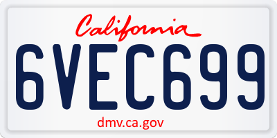 CA license plate 6VEC699