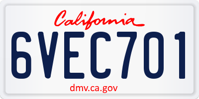 CA license plate 6VEC701