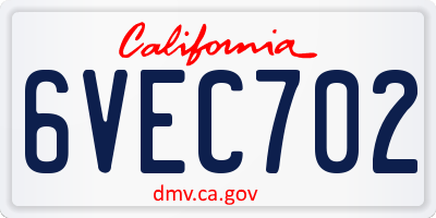 CA license plate 6VEC702