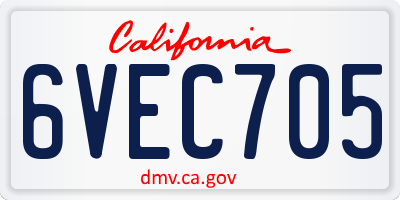 CA license plate 6VEC705