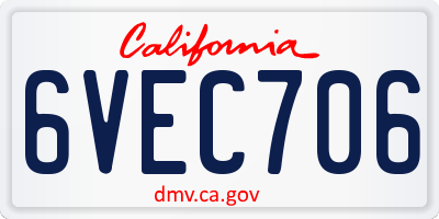 CA license plate 6VEC706