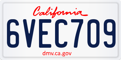 CA license plate 6VEC709