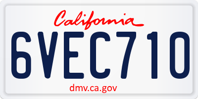 CA license plate 6VEC710