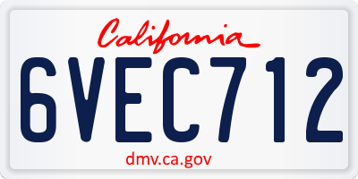 CA license plate 6VEC712