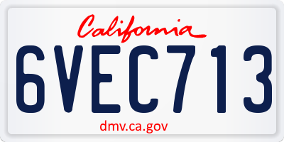 CA license plate 6VEC713
