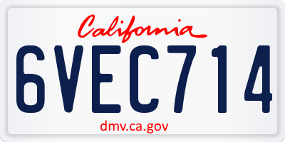 CA license plate 6VEC714