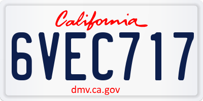 CA license plate 6VEC717